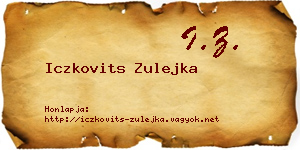 Iczkovits Zulejka névjegykártya